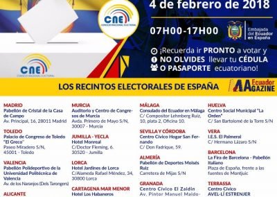 Ecuatorianos en Madrid acudirán a las urnas el próximo 4 de febrero para participar en la Consulta Popular y Referéndum 2018