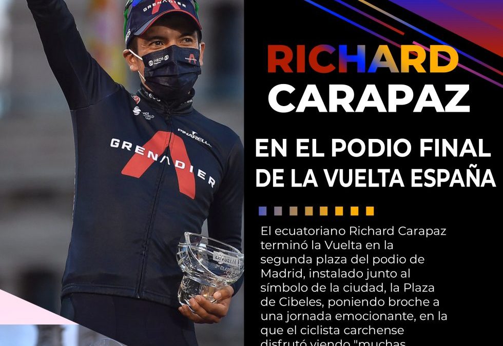 Richard Carapaz celebró el subcampeonato de la Vuelta a España con una multitud de ecuatorianos en Madrid